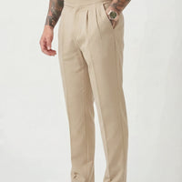 Olympus London Lockhart Women's High-Waisted Tailored Cotton-Silk Trousers Cream