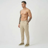 Olympus London Lockhart Women's High-Waisted Tailored Cotton-Silk Trousers Cream
